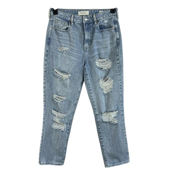 Pacsun SZ 27 Mom Jeans High-Rise Distressed 5-Pocket Light Wash Ankle Length - Picture 1 of 8